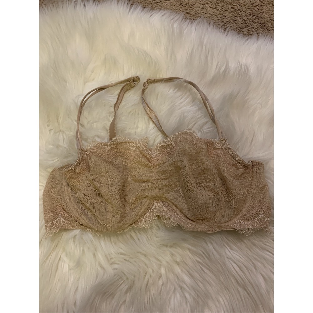 b.tempt'd bra Beige Sexy Lace Trim Unlined Size 7-L